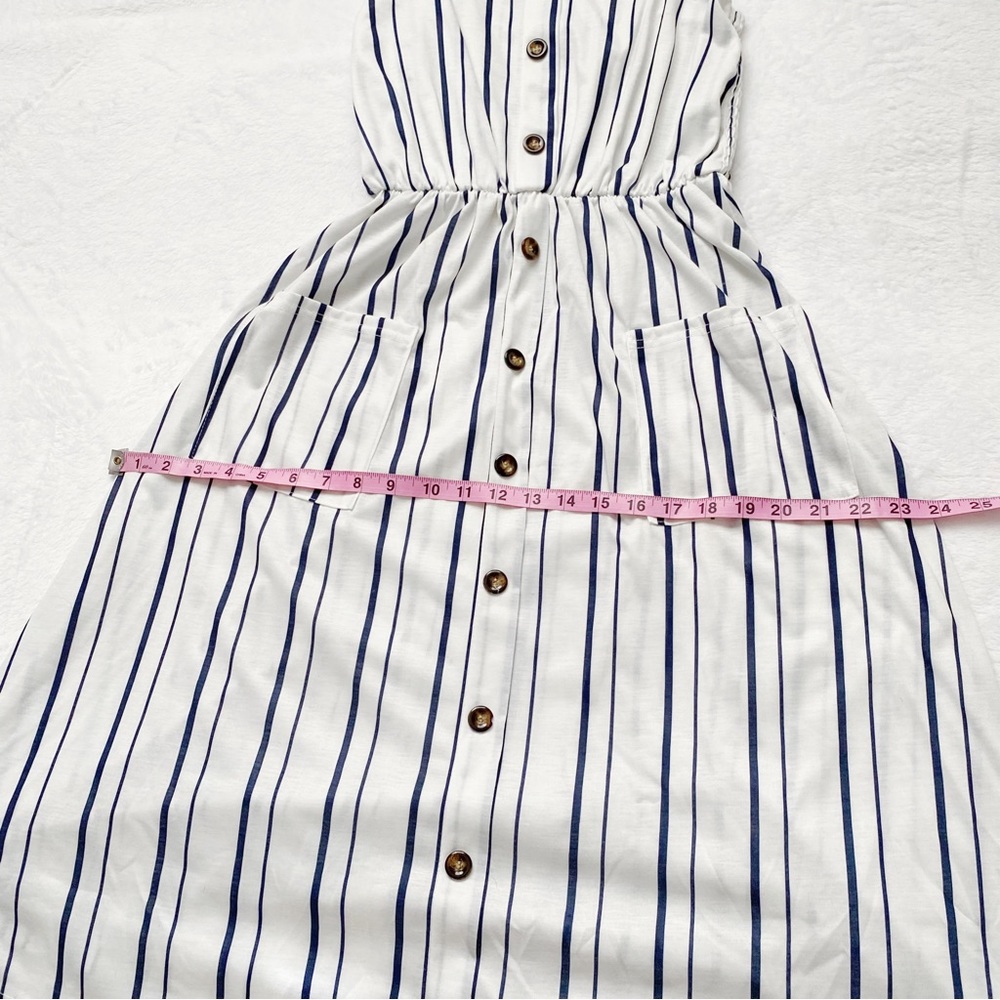 White & Blue Stripe Button Down Front Style Sundr… - image 4